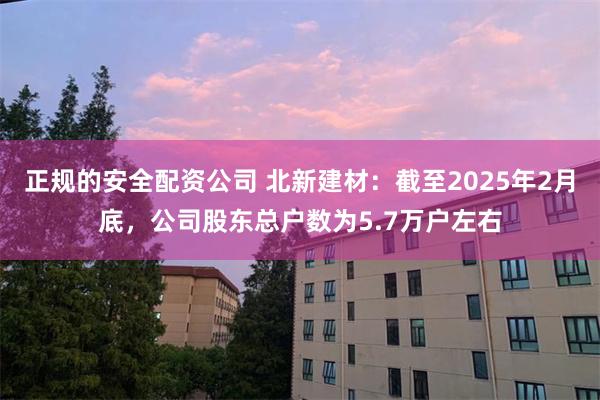 正规的安全配资公司 北新建材：截至2025年2月底，公司股东总户数为5.7万户左右
