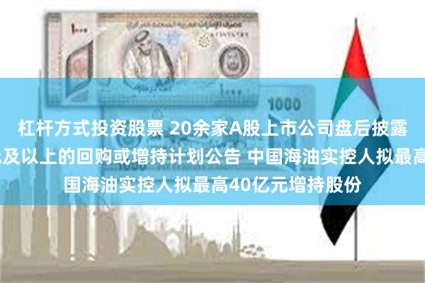 杠杆方式投资股票 20余家A股上市公司盘后披露金额最高达2亿元及以上的回购或增持计划公告 中国海油实控人拟最高40亿元增持股份