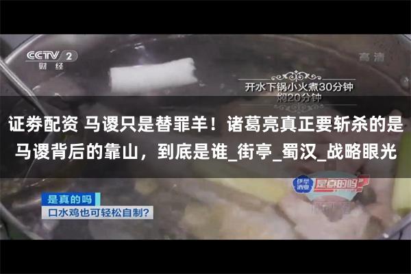 证劵配资 马谡只是替罪羊！诸葛亮真正要斩杀的是马谡背后的靠山，到底是谁_街亭_蜀汉_战略眼光