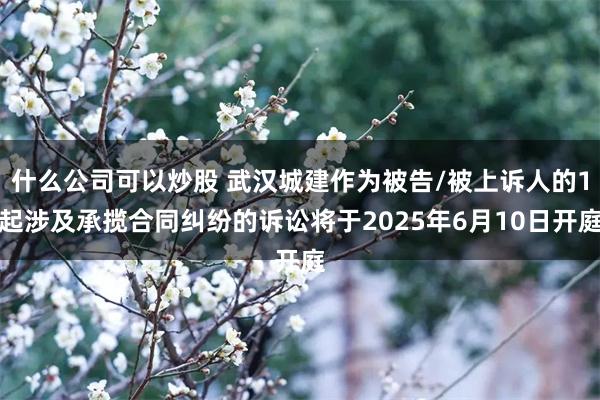 什么公司可以炒股 武汉城建作为被告/被上诉人的1起涉及承揽合同纠纷的诉讼将于2025年6月10日开庭